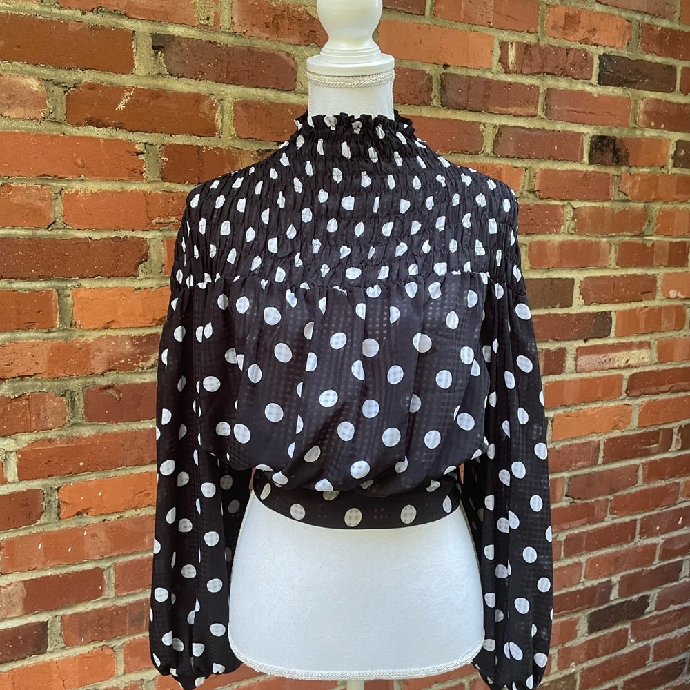 DO+BE Black and White Polka Dot Blouse